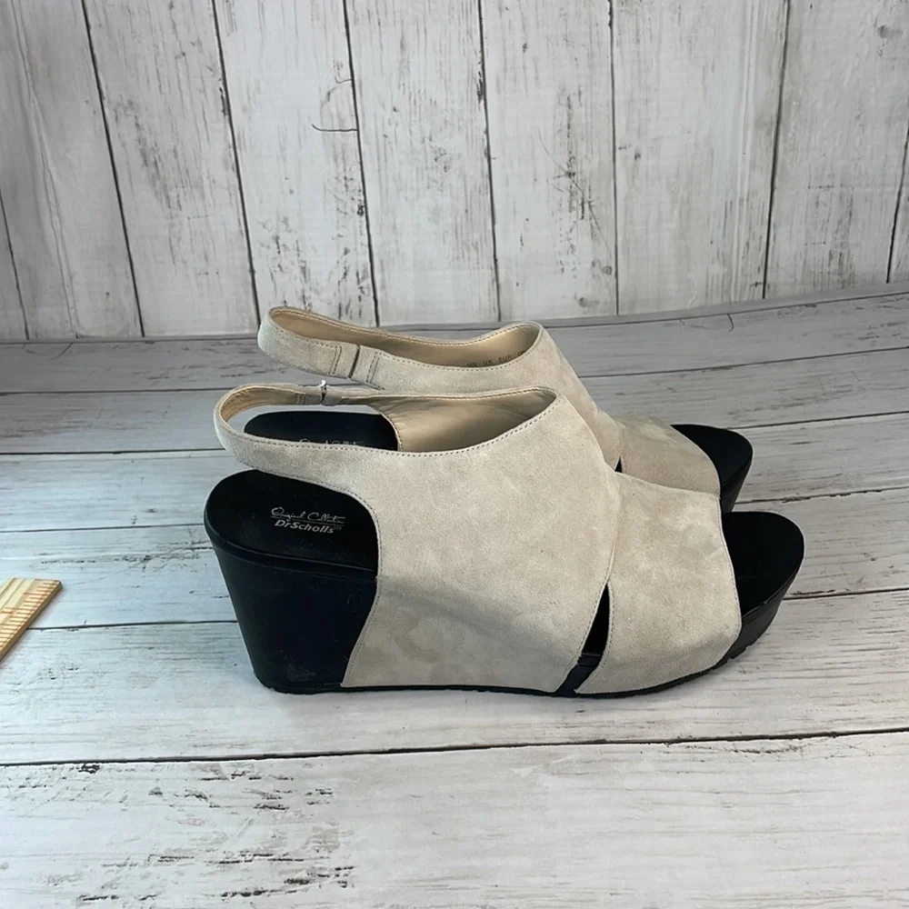 Dr Scholl's Look New Taupe Suede Weslyn Wedge Sandal